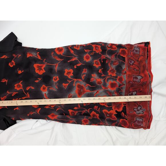 Vintage Elina Createur Burnout Black and Red Floral Women's 9 Dark Romantic - Picture 5 of 9